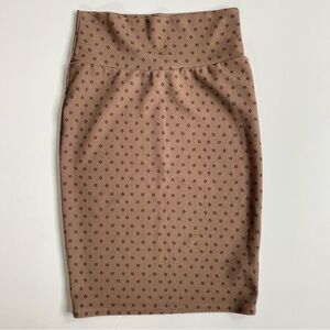 LuLaRoe Brown Pencil Skirt with Dark Brown Print XS